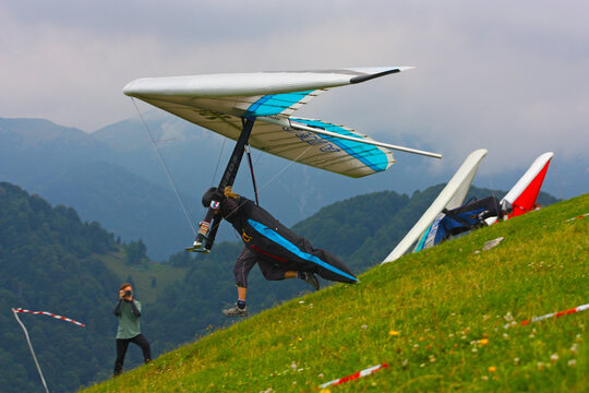 Hang gliding taken in Julian Alps, Slovenia