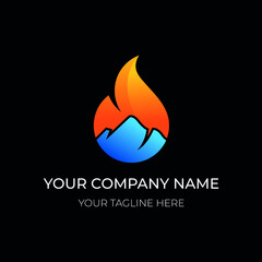 fire mountain logo, fire hill logo vector template