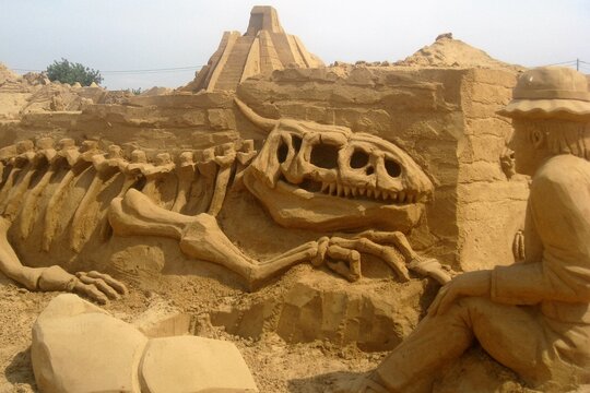 The Sand City. International Sand Sculpture Festival FIESA at the Pera village. The world biggest sand sculptures. Pera, Algarve, Portugal - September 10 2009