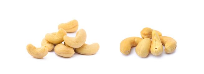 Roasted salted cashews isolated on a white background