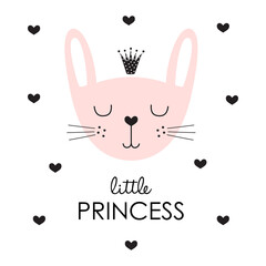 cute princess bunny in crown, vector illustration