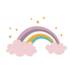 cute scandinavian card with rainbow, vector illustration