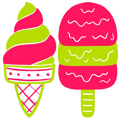  Summer Illustration with flat design style.