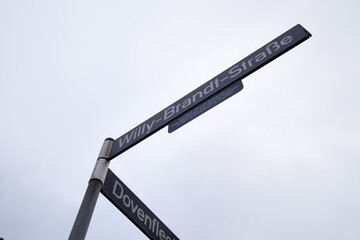 sign of the Willy Brandt Straße in Berlin, Germany