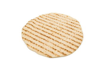 Grilled pitta bread isolated on white background.