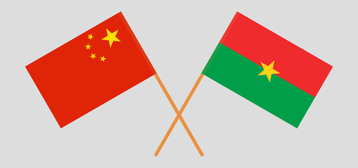 Crossed flags of China and Burkina Faso