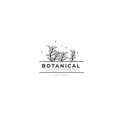 Minimalist line art botanical floral logo design project with retro classical look