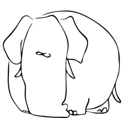 vector linear cartoon cute illustration of huge elephant isolated on white background. can be used for children's books, stories, coloring pages, stickers, for printing on T-shirts and other products.