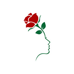 lady rose woman beauty icon logo - obrazy, fototapety, plakaty