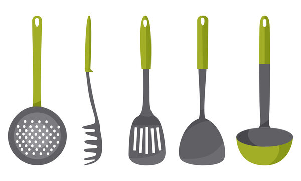 Kitchen utensils isolated on white background. Vector illustration.