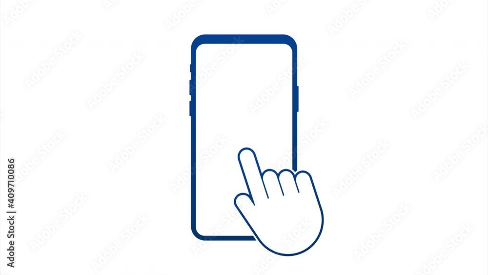 Poster click smartphone. empty screen, phone mockup. device mockup. cursor icon . hand pointer stock illust