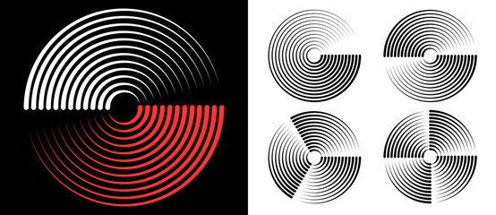 Abstract rotated lines in circle form as background. Design element for prints, logo, sign, symbol and textile pattern. Yin and yang symbol.