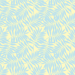 Tropical palm leaves, jungle, seamless, vector leafy pattern background vector tropical palm trees beach. Modern exotic designs for paper, cover, fabric, interior, etc.