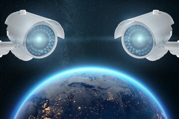 CCTV cameras around the globe, global surveillance, surveillance of everyone online. Globalization...