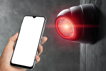 Smart home security camera on the wall. Cameras work day and night, video recording in the dark....