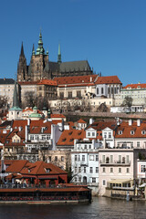 Fototapeta na wymiar view of Prague's little district and Prague castle and cathedral