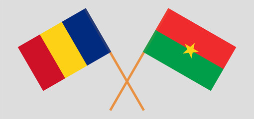 Crossed flags of Romania and Burkina Faso