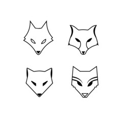 Modern, minimalistic Fox head line logo, mark