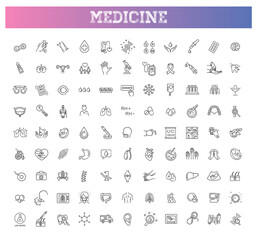 Line medicine concepts, vector outline Icons set