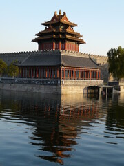 Perspective view of the Forbidden City from Beihai Park, Beijing. 