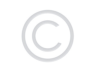 Copyright sign of gray or silver color