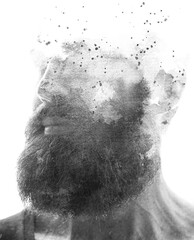 An isolated artistic black and white portrait