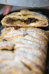 Traditional homemade apple strudel.