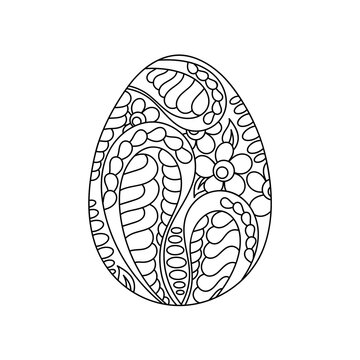 recommend clip art: Coloring page for adult and children. Floral abstract easter egg. Black and white Vector illustration