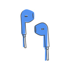 Headphones vector icon on cartoon style on white isolated background.