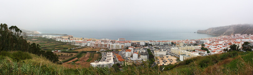 Obraz premium Panoramic view of the village, Nazaré, Portugal