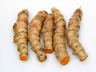 Turmeric root isolated on white background