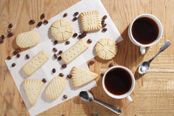 Coffee and various cookies