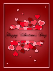Valentines day greeting card with hearts