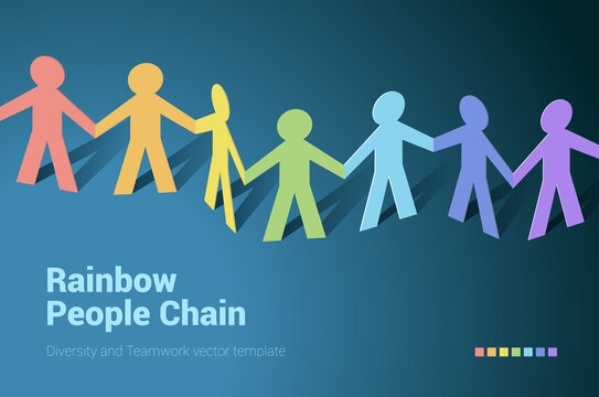 Rainbow people team in chain