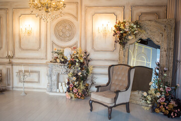 beautiful armchair in the interior of a luxurious room