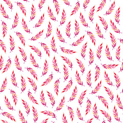 Seamless leaf pattern. Romantic pink background with leaves