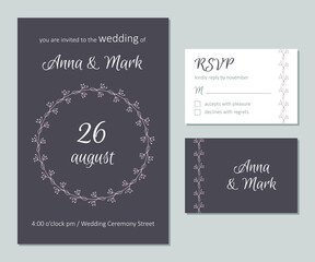 Floral wedding invitation card template design