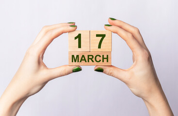 17 march inscription on wooden calendar in female hands