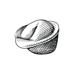 Hand drawn sketch of Dumpling on a white background. Dumplings of different shapes. Cooking dumplings. Food and meals.