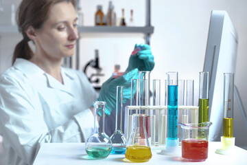 laboratory equipment, supplies, jars, bottles, cylinders, beakers, graduate, test-mixer,...