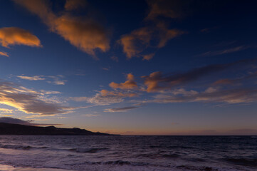 Sunset on Las Canteras beach in Las Palmas de Gran Canaria
