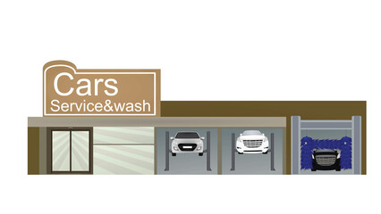 Cars service & wash center. vector 