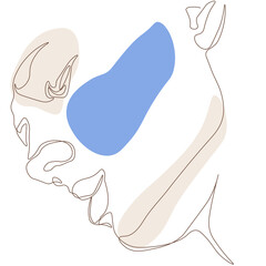 One line drawing man portrait, minimal creative contemporary abstract trendy style. Fashion and beauty concept. Aesthetic design for print, card, logo, poster, T-shirt. Continuous line art vector