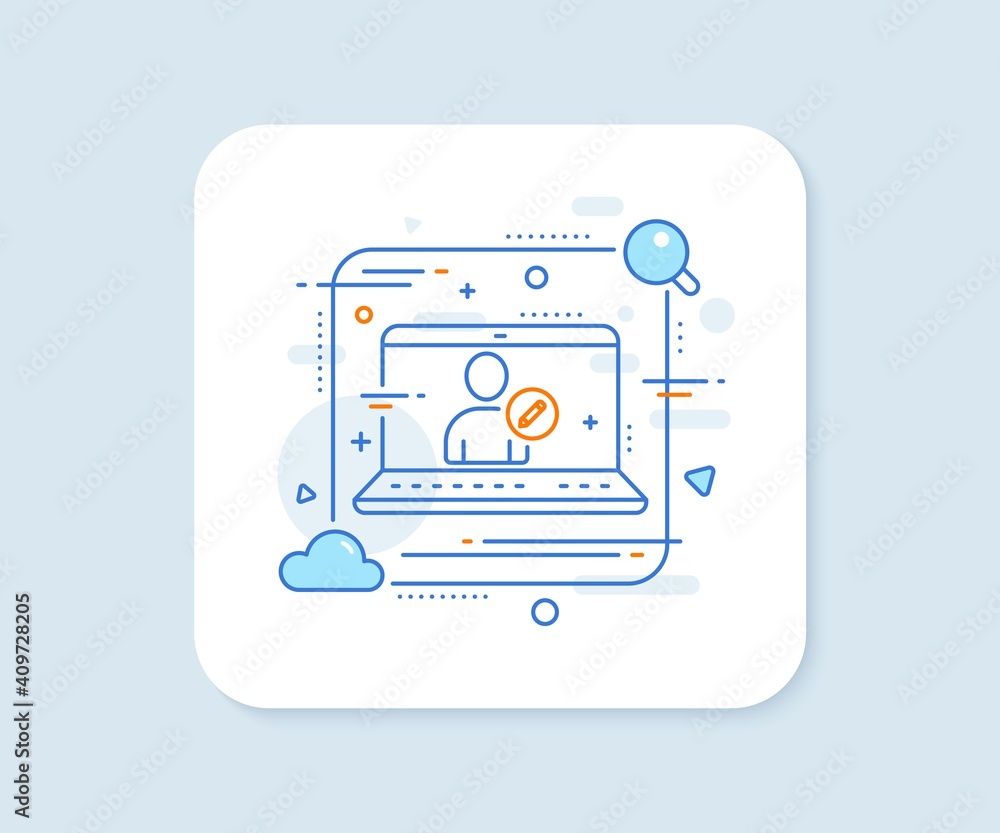 Poster edit user line icon. abstract vector button. profile avatar with pencil sign. person silhouette symb