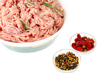 Raw fresh minced mixed meat. Studio Photo