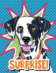 Dog. Cartoon style animal with decorate background. Vector illustration.
