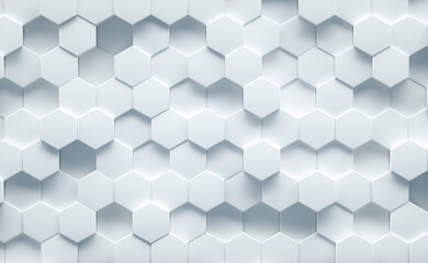 White geometrical background structure top view. 3d Render