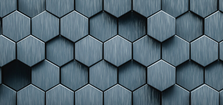 3D Illustration. Hexagonal abstract background. Futuristic and technology concept.