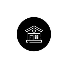 Love house icon in black round style. Love and affection icon