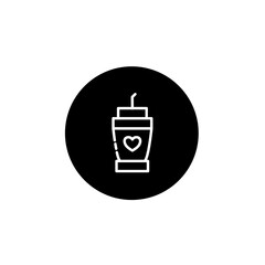 Love drink cup icon in black round style. Love and affection icon